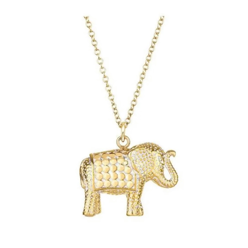Anna Beck large elephant necklace 18k gold Plated charm long. Balinese Handmade